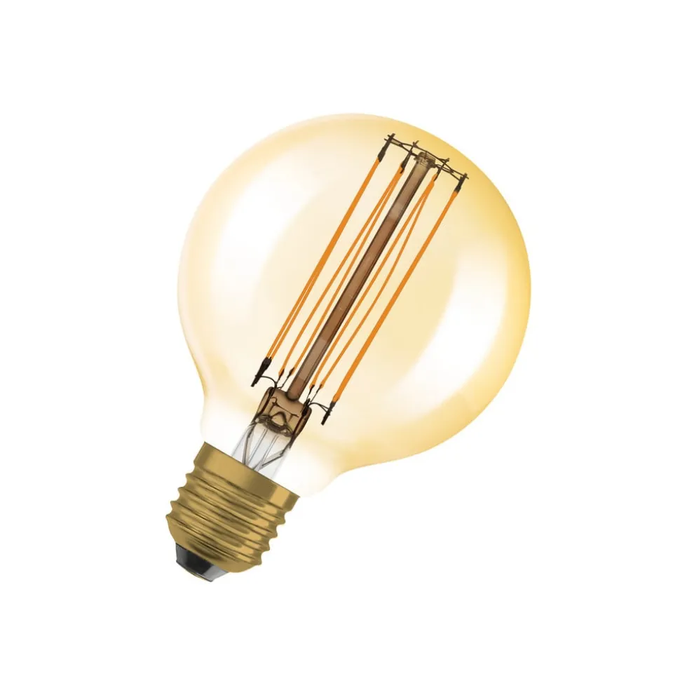 OSRAM LED Vintage 1906, G80, E27, 5,8 W, guld, 2.200 K, dim.