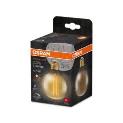 OSRAM LED Vintage 1906, G80, E27, 5,8 W, guld, 2.200 K, dim.