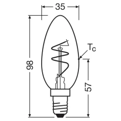 OSRAM LED Vintage B28 E14 3,5W 922 Spiral Filament guld dæmpbar
