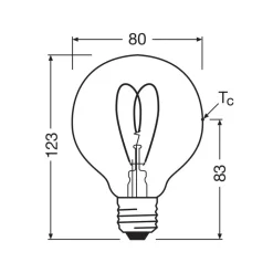 OSRAM LED Vintage G80 E27 4,9W 922 Heart Filament guld dæmpbar