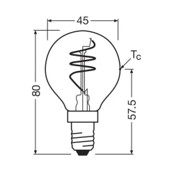 OSRAM LED Vintage P40 E14 4,9W 922 Spiral Filament gold dæmpbar