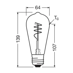 OSRAM LED Vintage ST64 E27 3,4W 927 Spiral Filament clear