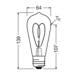 OSRAM LED Vintage ST64 E27 8W 922 Heart Filament guld dæmpbar