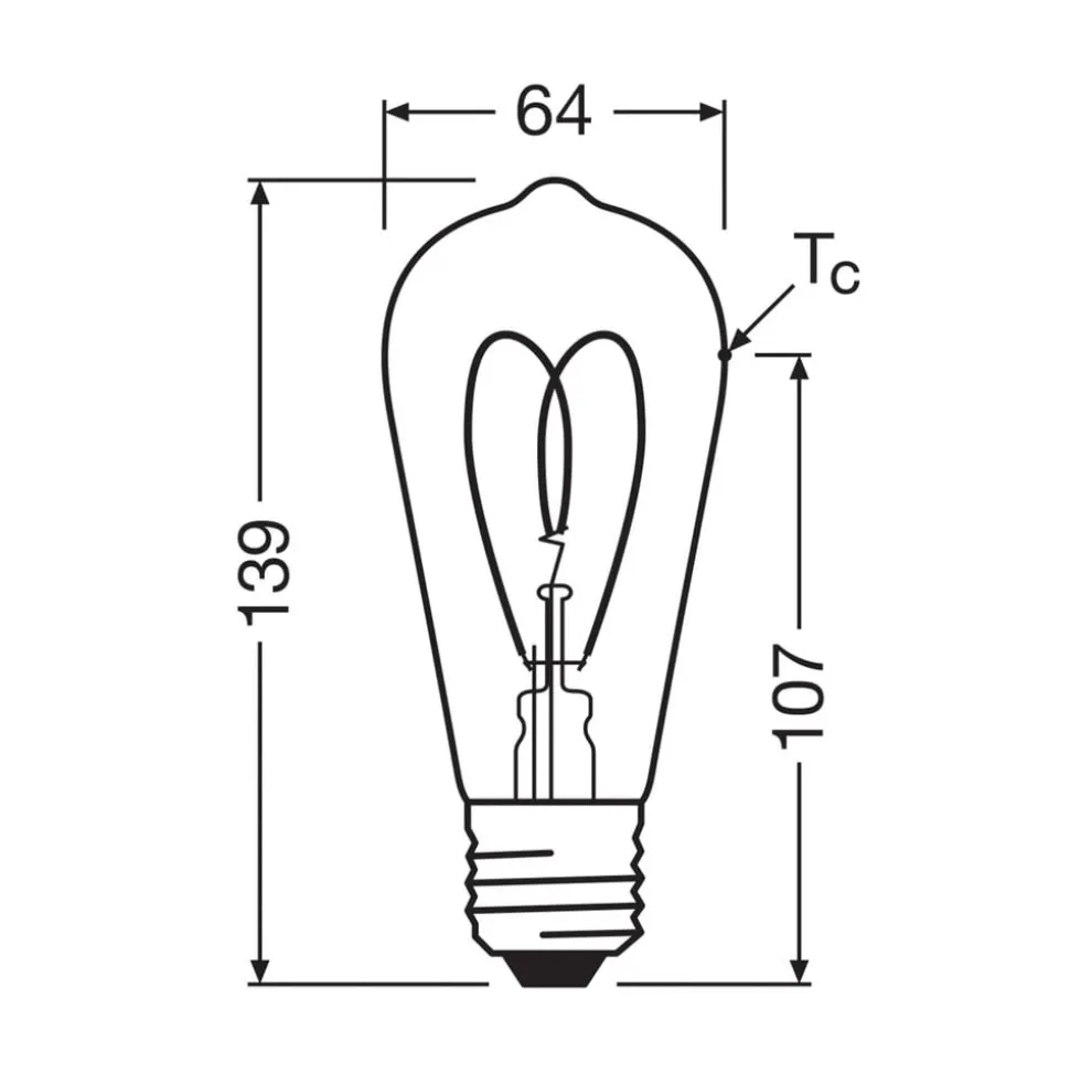 OSRAM LED Vintage ST64 E27 8W 922 Heart Filament guld dæmpbar