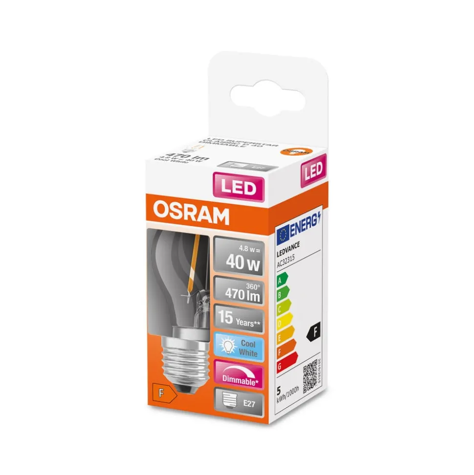 OSRAM LED-dråbepære E27 Superstar 4,8W klar 4.000