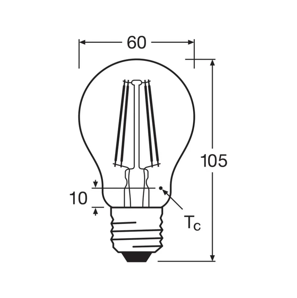 OSRAM LED-filamentpære E27 7W 827 6-pak