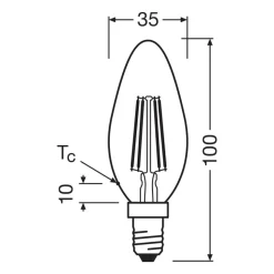 OSRAM LED-filamentpære E14 1,2W 2700K 255lm