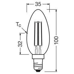 OSRAM LED-filamentpære E14 3,8W 2700K 806lm