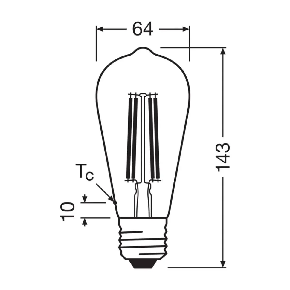 OSRAM LED-filamentpære E27 3,8W Filament 2,700K