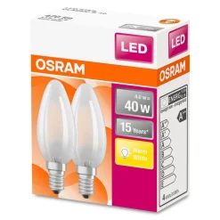 OSRAM LED-kertepære E14 4W varmhvid, sæt med 2 stk