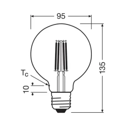 OSRAM LED-pære Globe G95 E27 3,8W Filament 4,000K