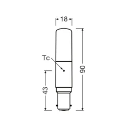 OSRAM LED-pære Special T, B15d, 8 W, 2.700 K, dæmpbar.