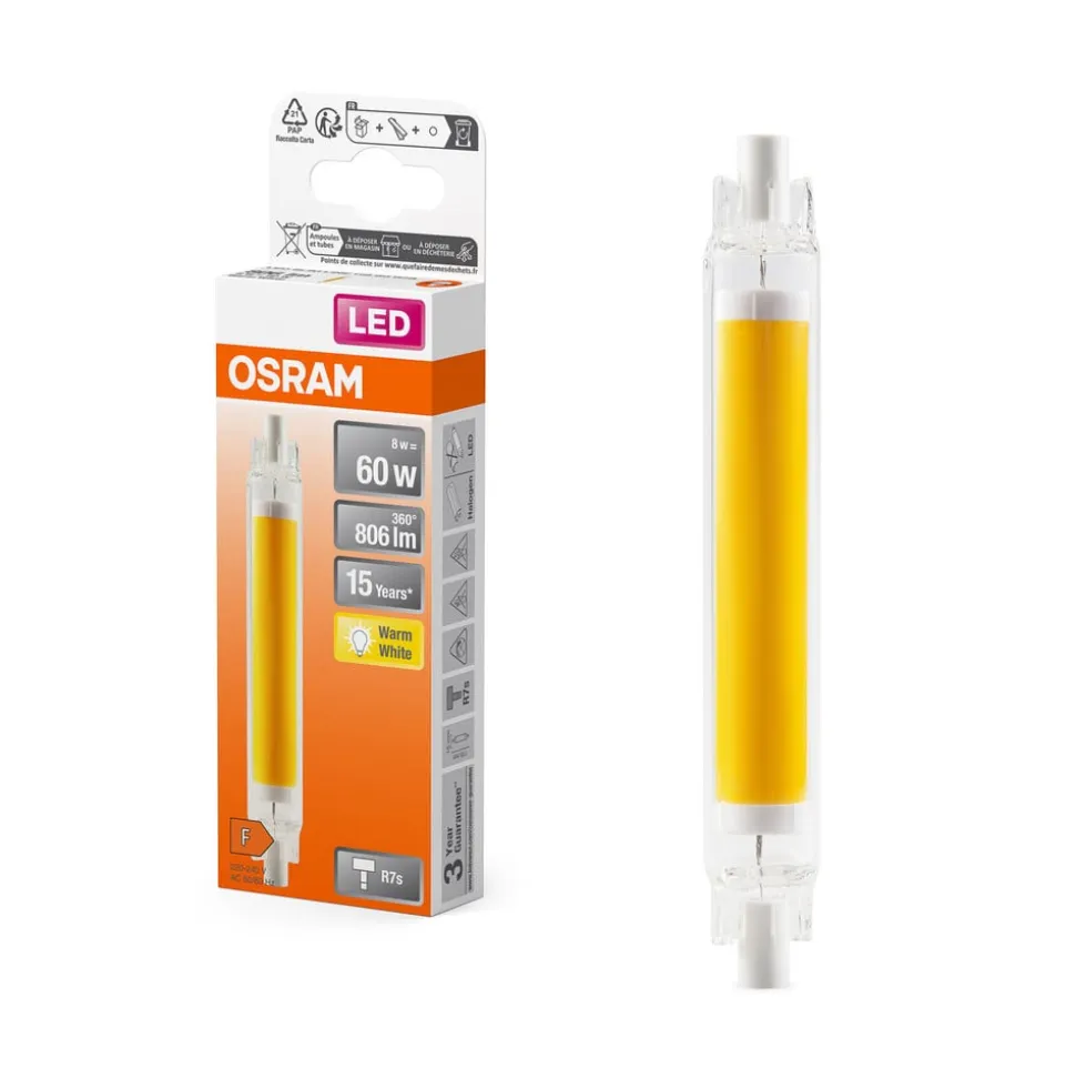 OSRAM LED-pære stang R7s 117,6 mm 8W 827 Slim Line