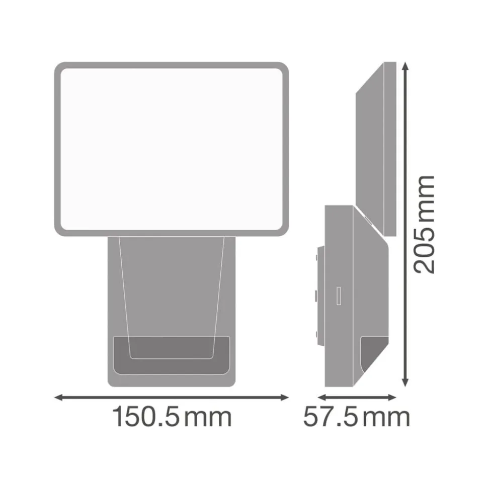 OSRAM LED-sensor-udendørs spotlampe ENDURA PRO FLOOD, grå, 15 W