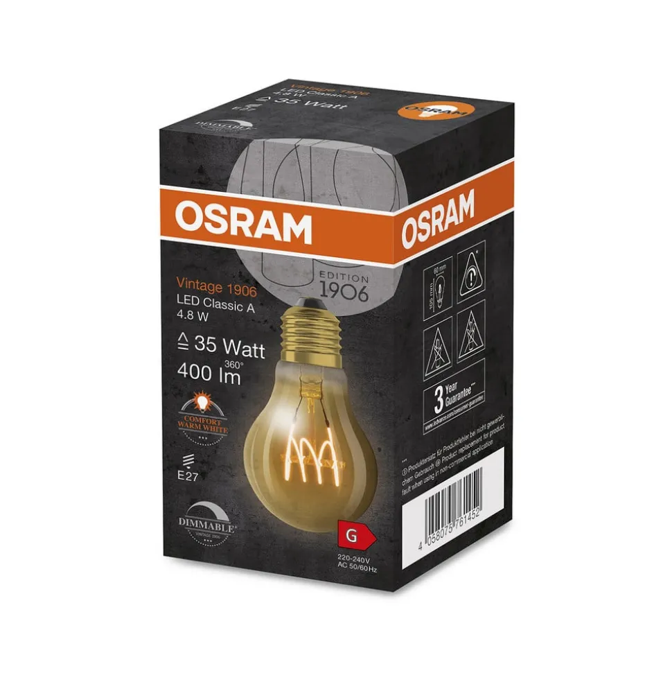 OSRAM Vintage 1906 E27 4,8W LED A60 822 guld dæmpbar