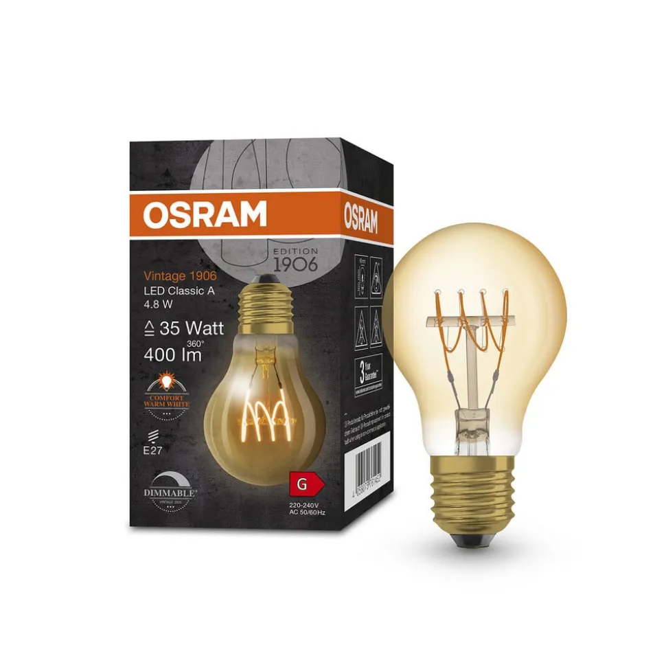 OSRAM Vintage 1906 E27 4,8W LED A60 822 guld dæmpbar