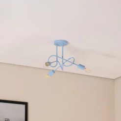 Oxford loftlampe, Ø 44 cm, lyseblå, metal, 3 lyskilder