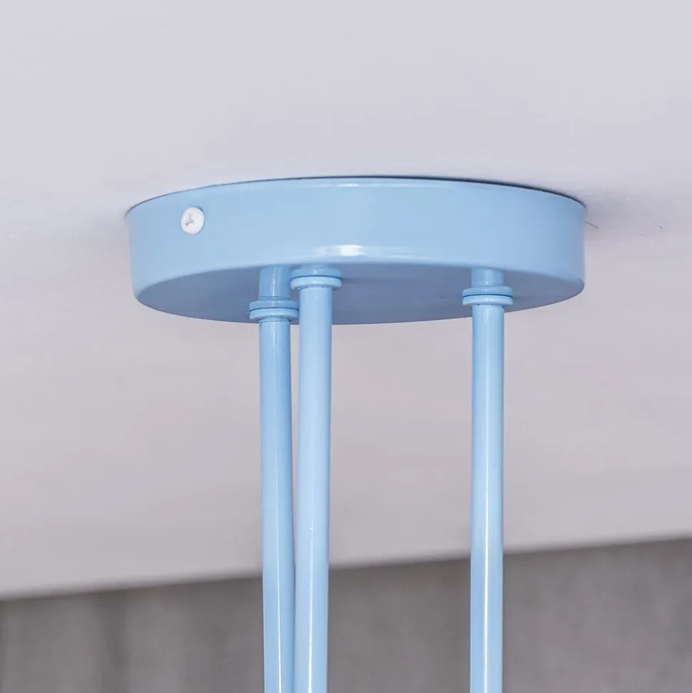 Oxford loftlampe, Ø 44 cm, lyseblå, metal, 3 lyskilder