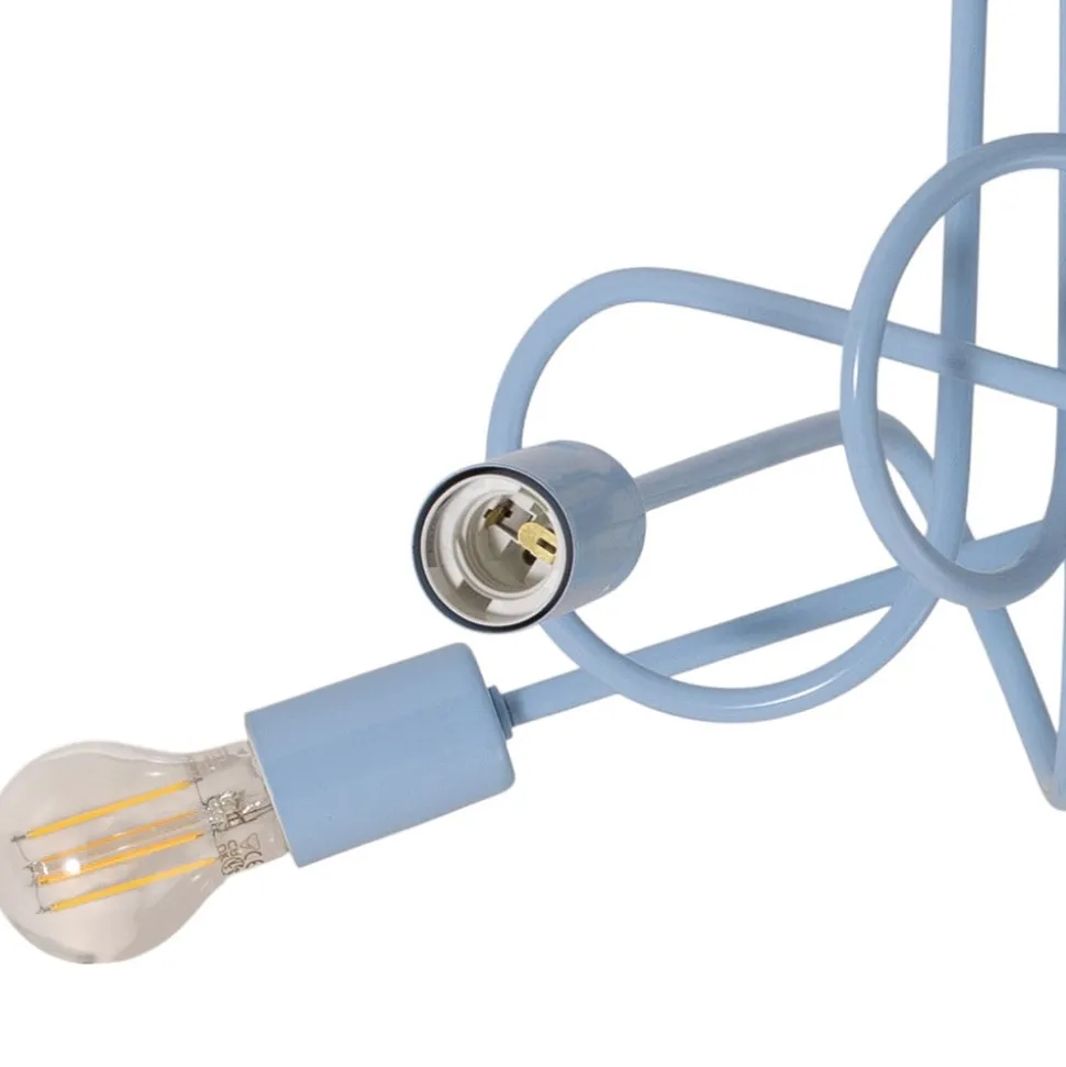 Oxford loftlampe, lyseblå, Ø 47 cm, metal, 5 lyskilder