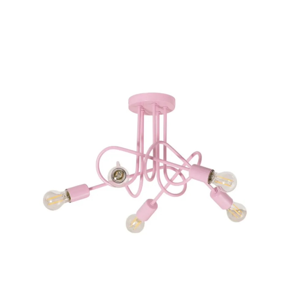 Oxford loftlampe, lyserød, Ø 47 cm, metal, 5 lyskilder