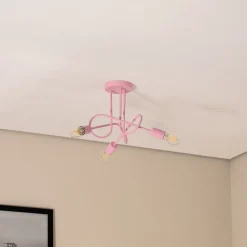 Oxford loftlampe, lyserød, Ø 44 cm, metal, 3 lyskilder