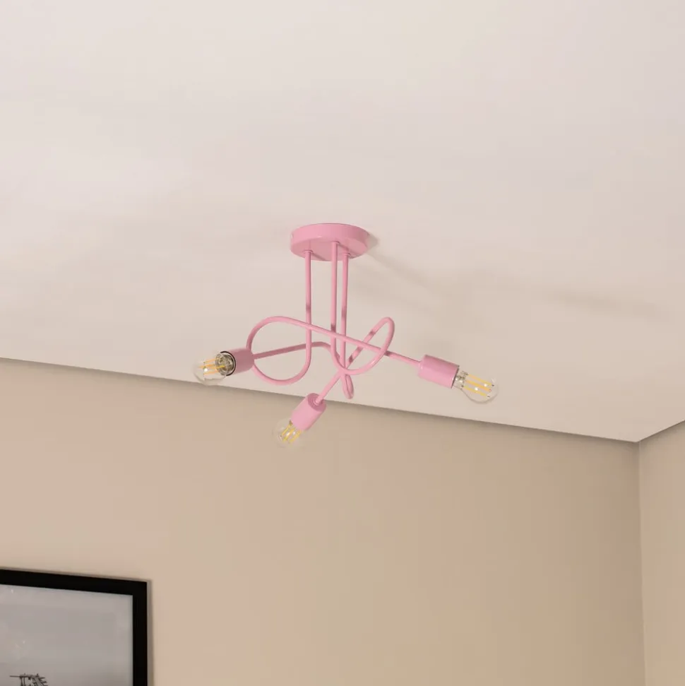 Oxford loftlampe, lyserød, Ø 44 cm, metal, 3 lyskilder