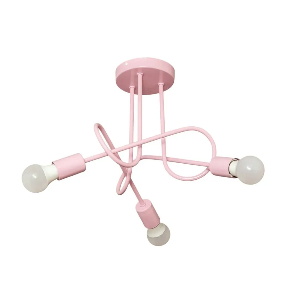 Oxford loftlampe, lyserød, Ø 44 cm, metal, 3 lyskilder