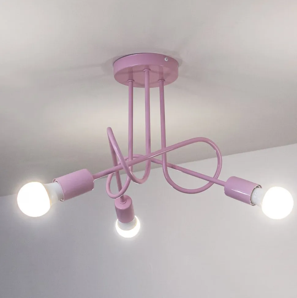 Oxford loftlampe, lyserød, Ø 44 cm, metal, 3 lyskilder