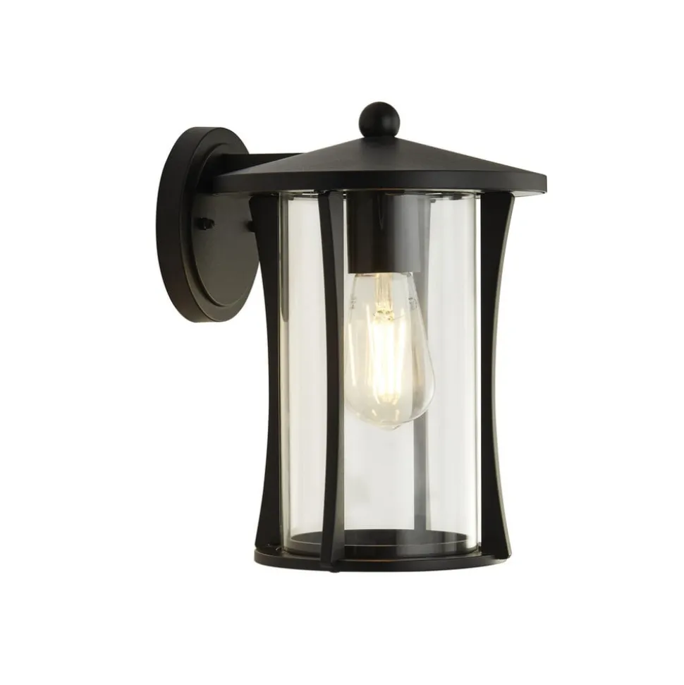 Pagoda udendørs væglampe, IP44, sort, metal, E27