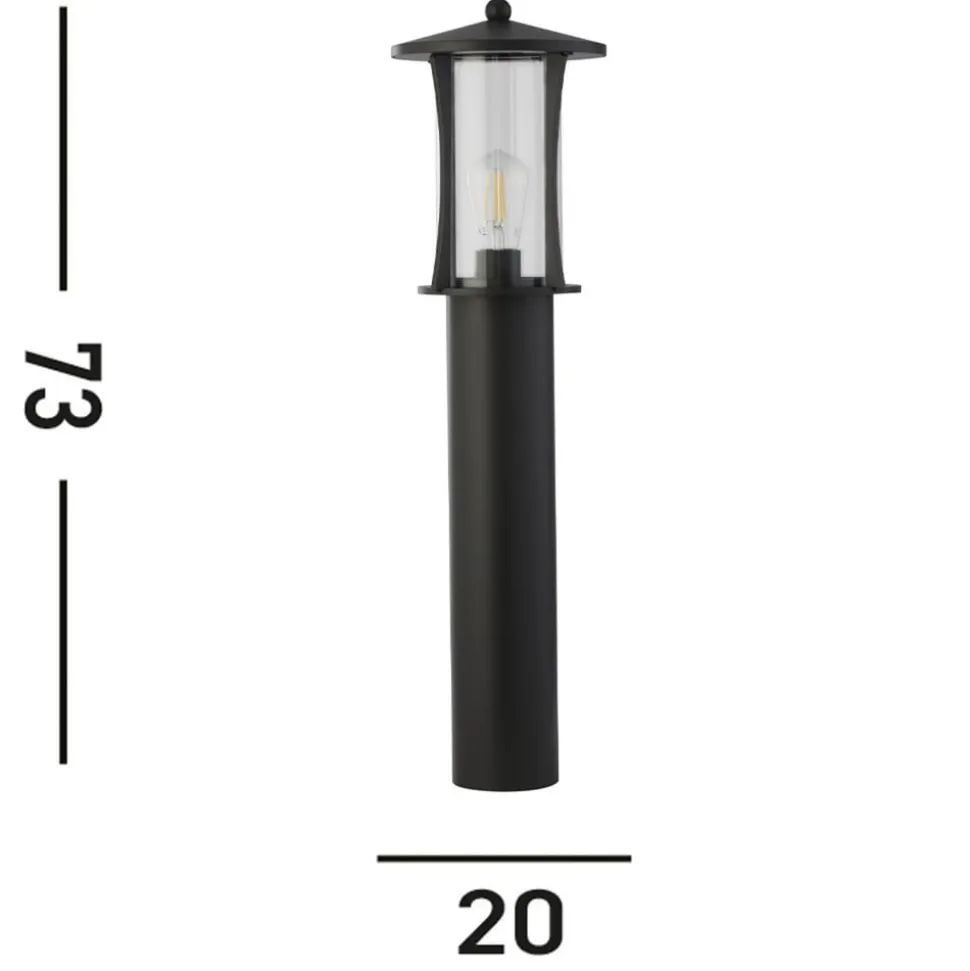 Pagode pullert, IP44, sort, højde 73 cm, metal