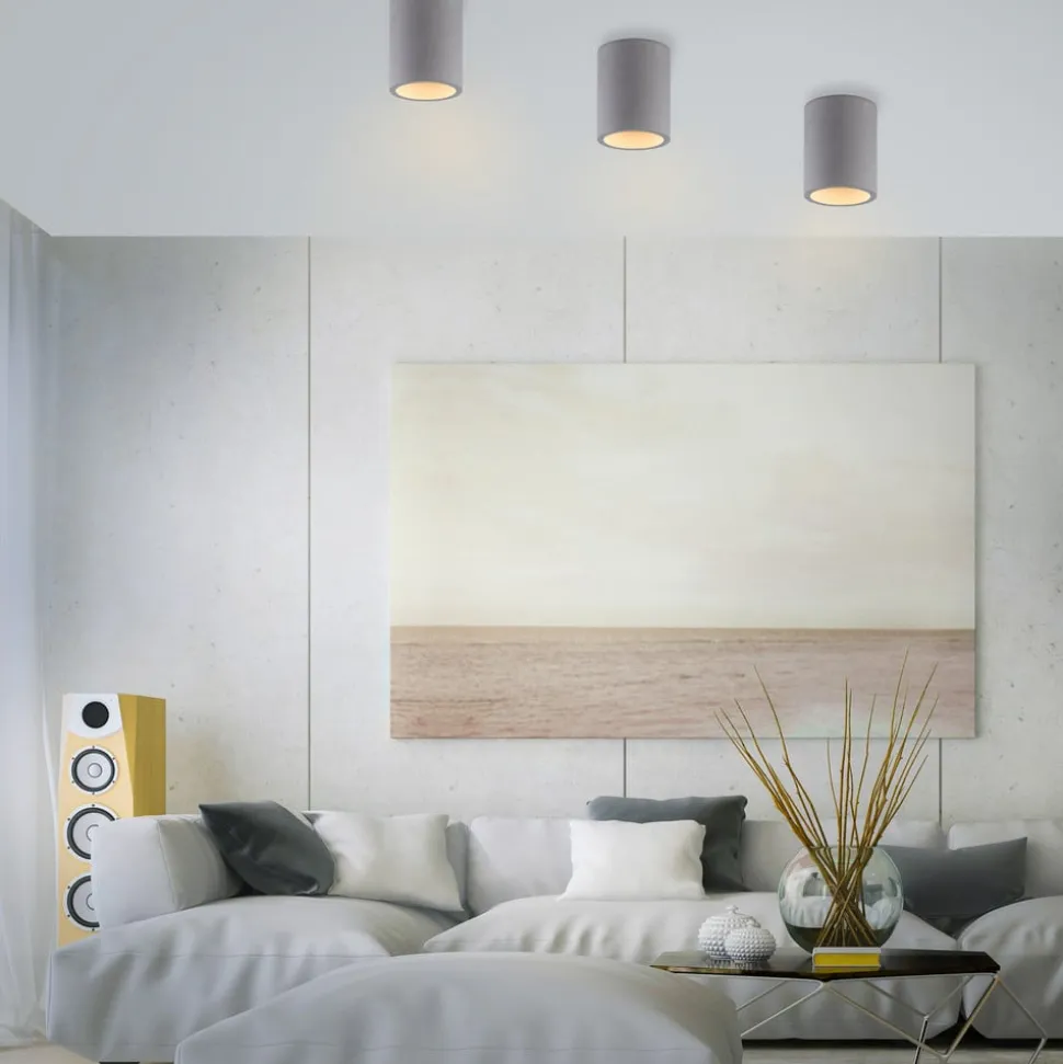 Paul Neuhaus Eton loftlampe, grå, beton, Ø 11 cm, GU10