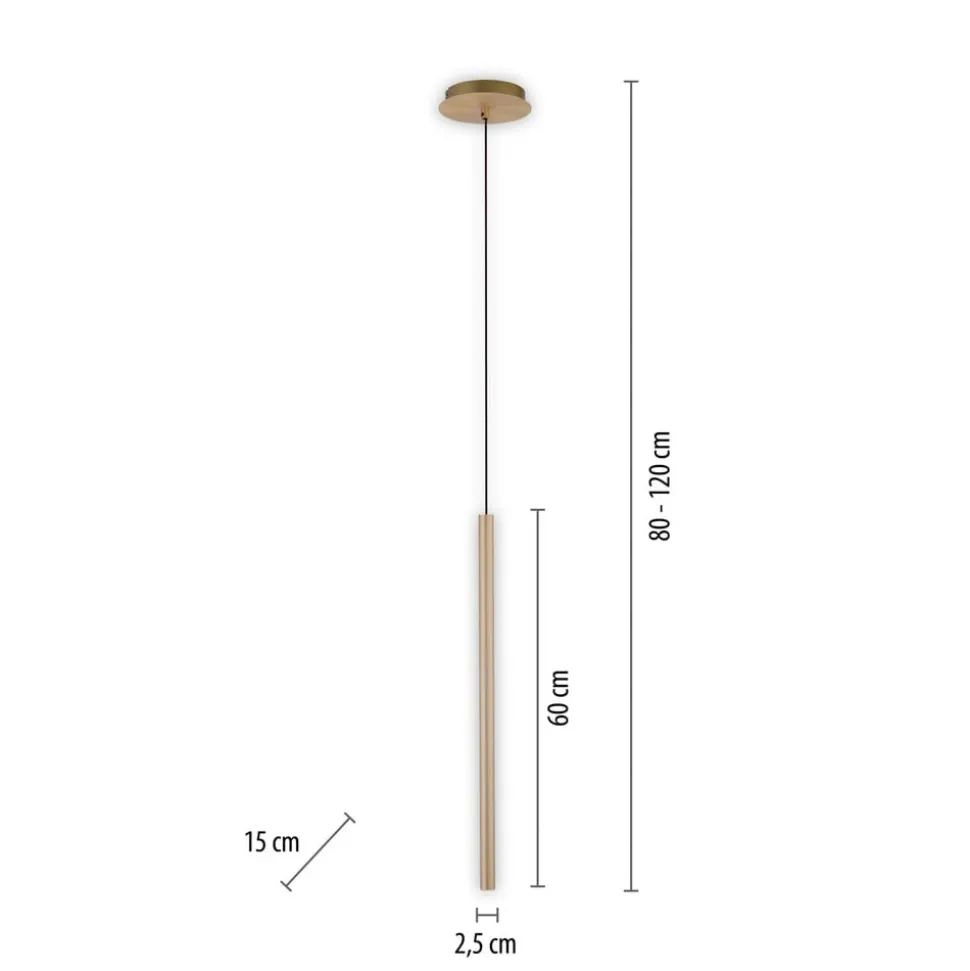 Paul Neuhaus Flute LED-hængelampe 1 lyskilde messing