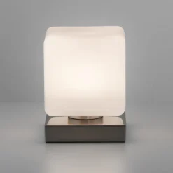 Paul Neuhaus LED-bordlampe Dadoa, stål, glas, dæmpbar