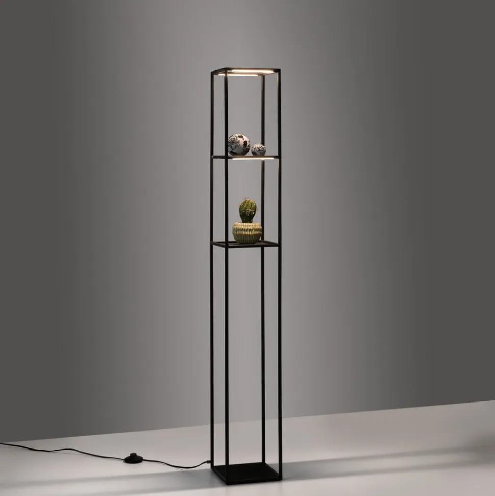 Paul Neuhaus LED-gulvlampe Contura, sort, metal, 140 cm