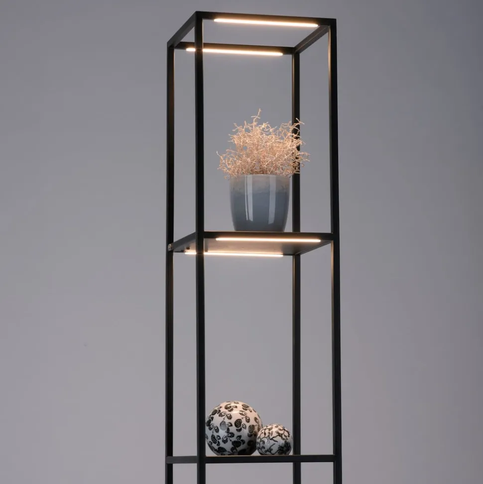 Paul Neuhaus LED-gulvlampe Contura, sort, metal, 140 cm