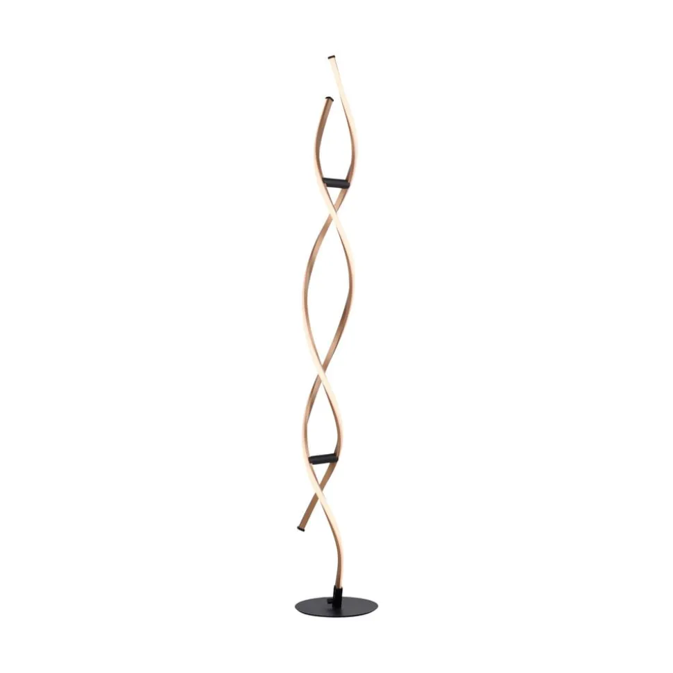 Paul Neuhaus LED-gulvlampe Polina, guld, metal, dæmpbar