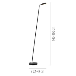 Paul Neuhaus LED-gulvlampe Akku-Bente, sort, CCT, USB-C