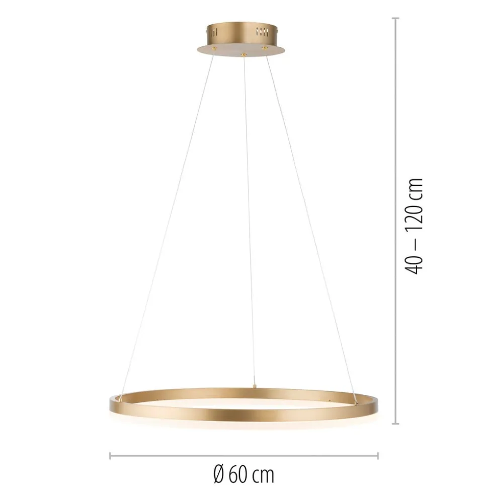 Paul Neuhaus LED-hængelampe Titus, Ø 60 cm, messing, dæmpbar