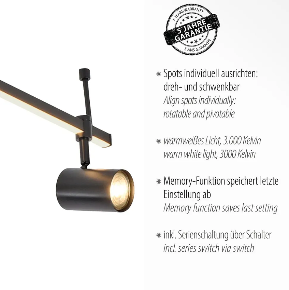 Paul Neuhaus LED-loftspot Barik, 188 cm, justerbar