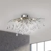 Paul Neuhaus loftlampe Icicle, glaspendel, 4 lyskilder, sølv