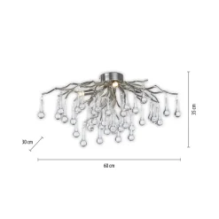 Paul Neuhaus loftlampe Icicle, glaspendel, 4 lyskilder, sølv
