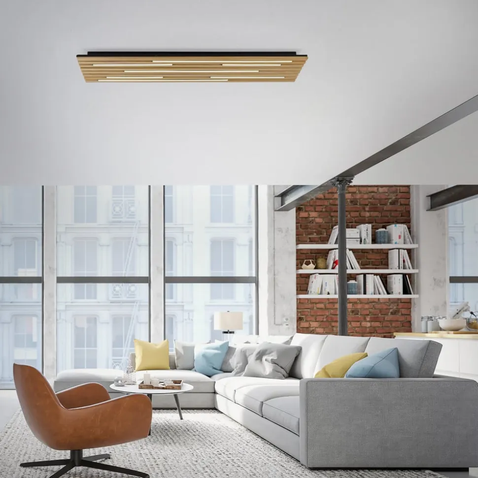 Paul Neuhaus Loftlampe Q-Acoustic træ 115 x 31 cm