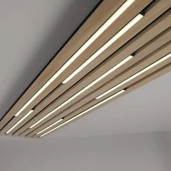 Paul Neuhaus Loftlampe Q-Acoustic træ 115 x 31 cm