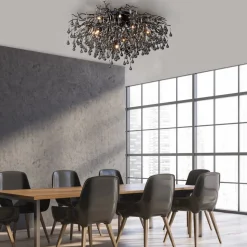 Paul Neuhaus loftslampe Icicle, 14 lys, sort