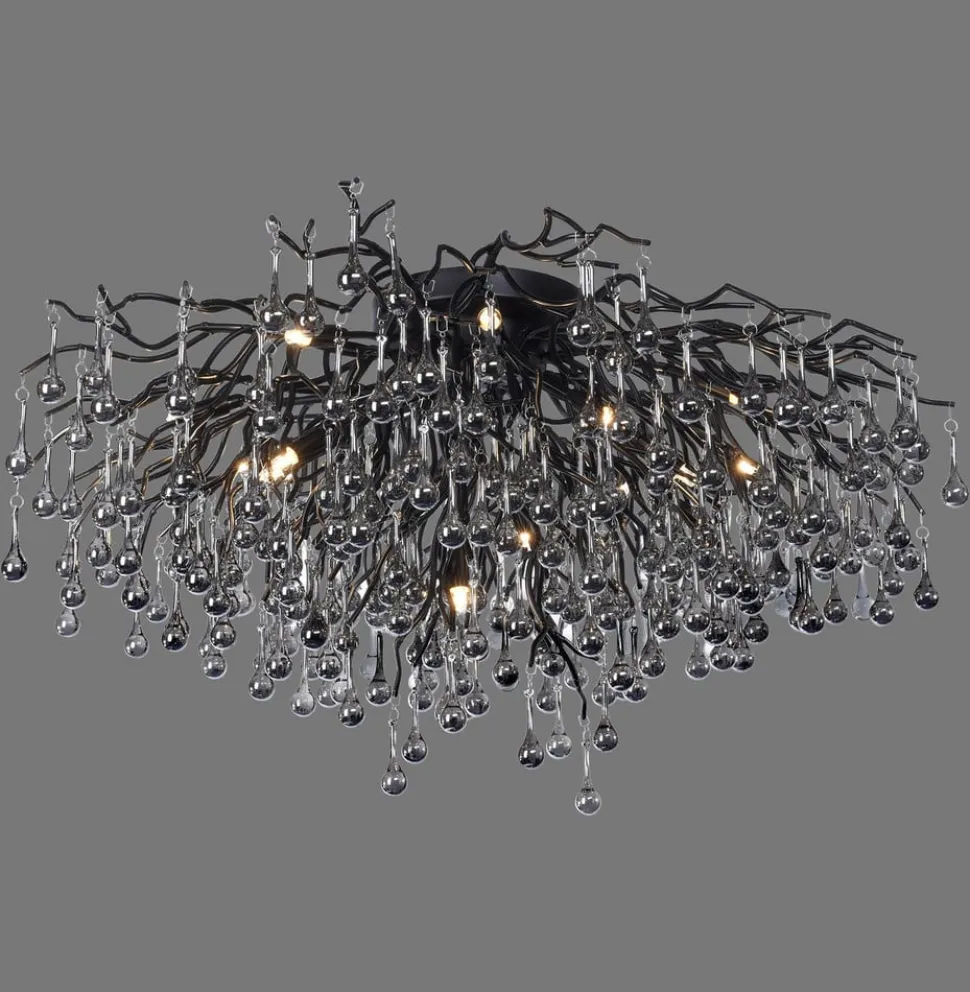 Paul Neuhaus loftslampe Icicle, 14 lys, sort