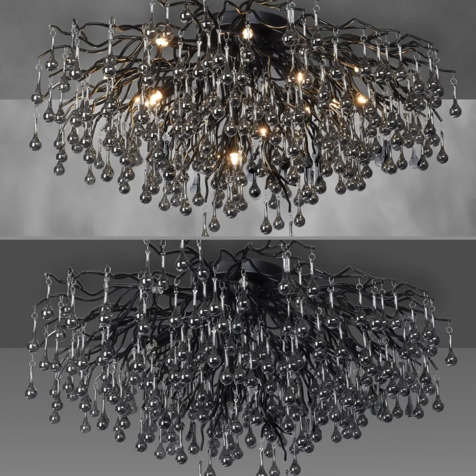 Paul Neuhaus loftslampe Icicle, 14 lys, sort