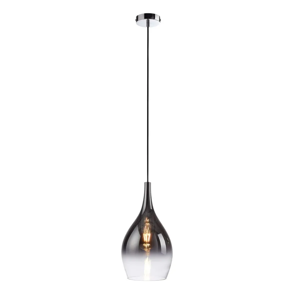 Paul Neuhaus Pilua hængelampe, røggrå, glas, Ø 20 cm, E27