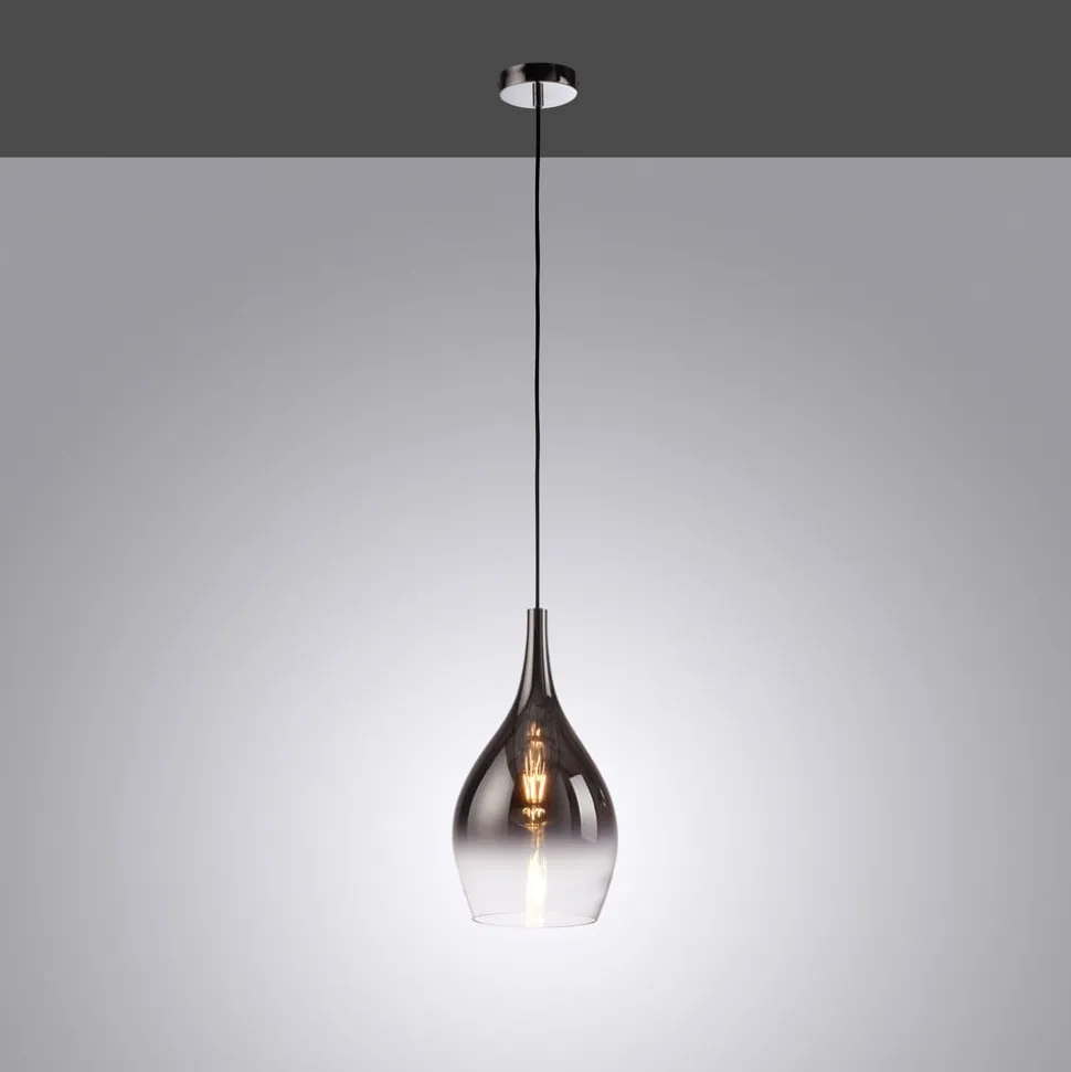 Paul Neuhaus Pilua hængelampe, røggrå, glas, Ø 20 cm, E27