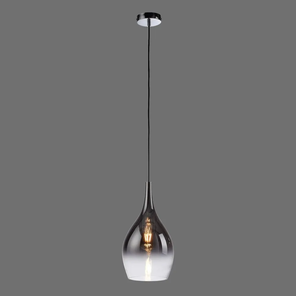 Paul Neuhaus Pilua hængelampe, røggrå, glas, Ø 20 cm, E27