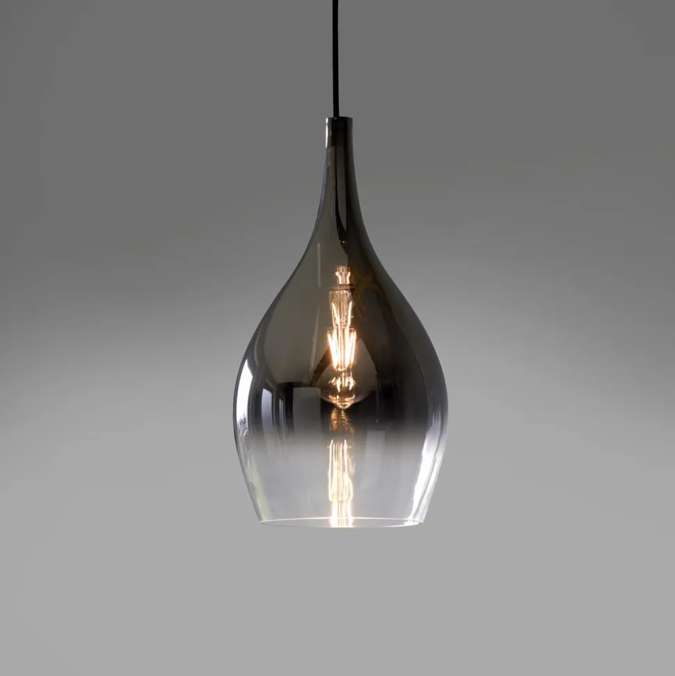 Paul Neuhaus Pilua hængelampe, røggrå, glas, Ø 20 cm, E27